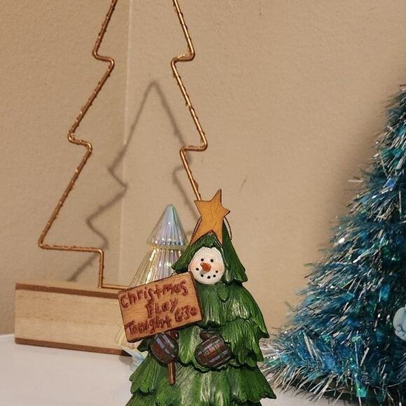 Deb Strain snowman tree Christmas play tonight at 6:30 cute large ornament 1999 - Picture 5 of 11